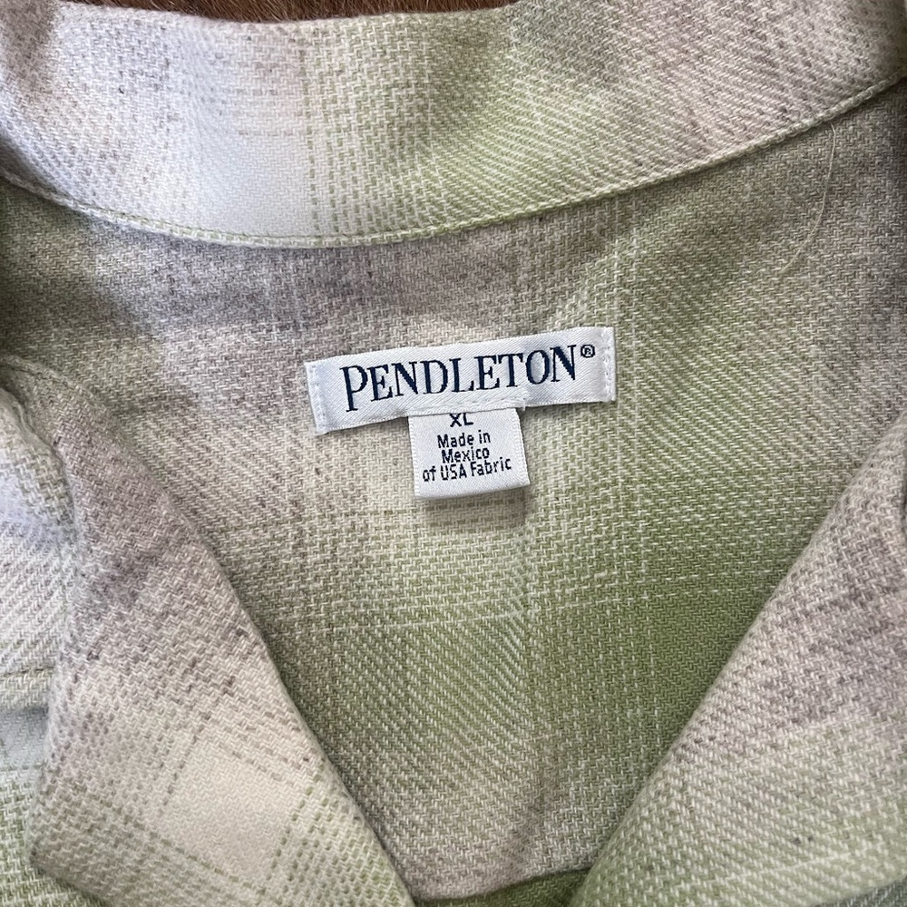 Pendleton Green, light gray, and Cream Plaid Shirt - Picture 2 of 5